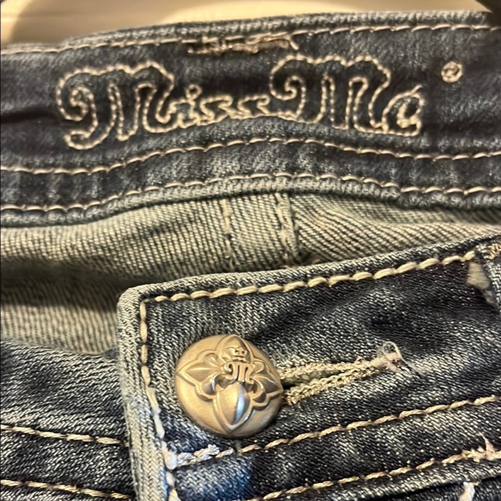 Miss Me Blue Skinny Jeans with Distressed Details - Picture 7 of 13